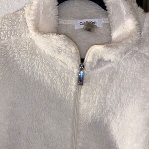 Calvin Klein Women's Ivory Teddy Sherpa Zip Jacket